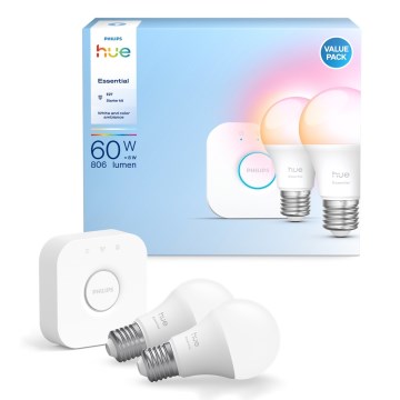 Základná sada Philips Hue White And Color Ambiance Essential 2xE27/8W/230V 2200-6500K + zariadenie na prepojenie