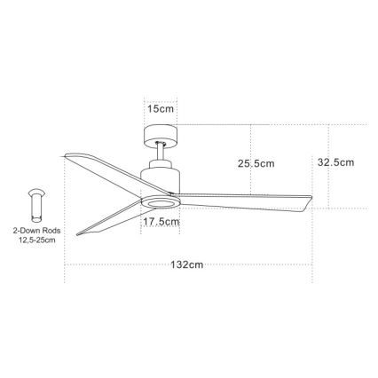 Zambelis 19136-B - Stropný ventilátor + diaľkové ovládanie