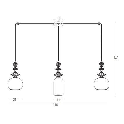 Zambelis 22153 - Luster na lanku 3xE27/40W/230V pavúk keramika