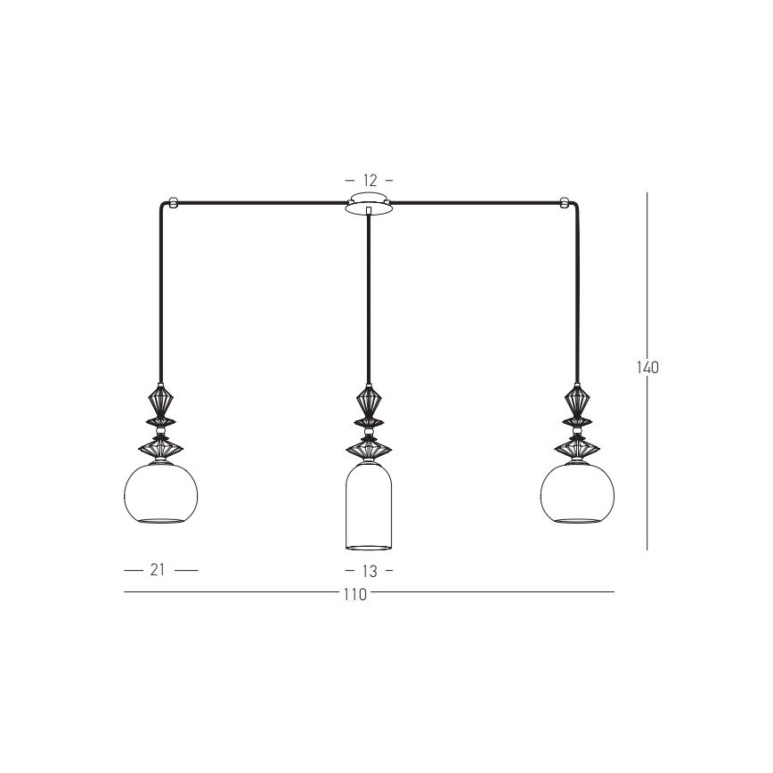 Zambelis 22153 - Luster na lanku 3xE27/40W/230V pavúk keramika