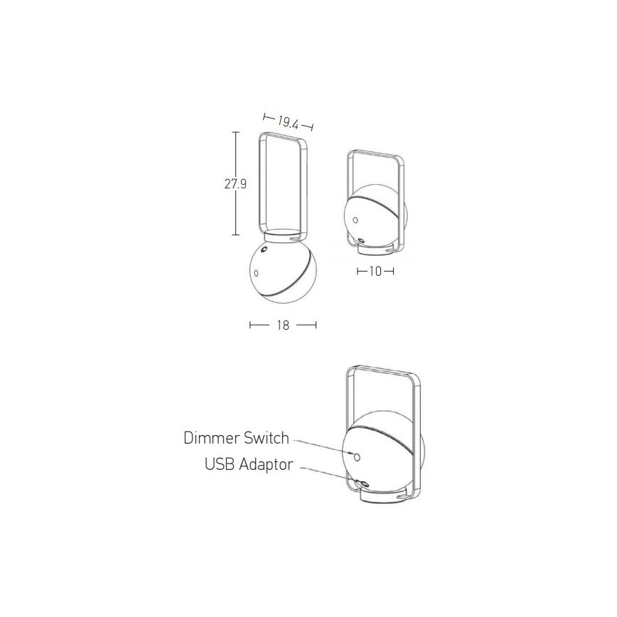 Zambelis E233 - LED Stmievateľná vonkajšia lampa LED/1,5W/5V IP44 čierna