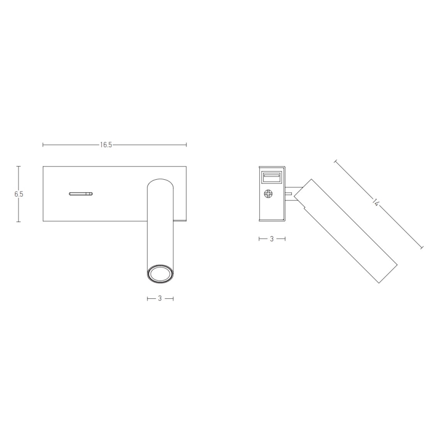 Zambelis H75 - LED Nástenné svietidlo LED/3W/230V USB čierna