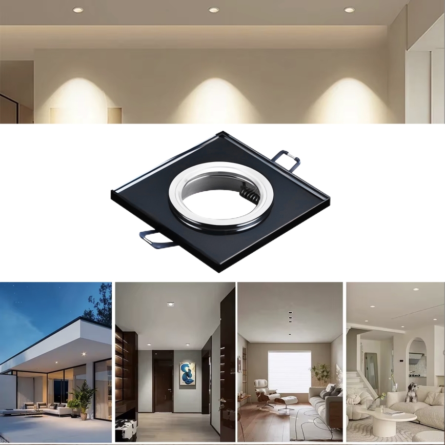 Zapustené svietidlo do podhľadu 1xGU10/MR16/10W/230V 9x9 cm čierne