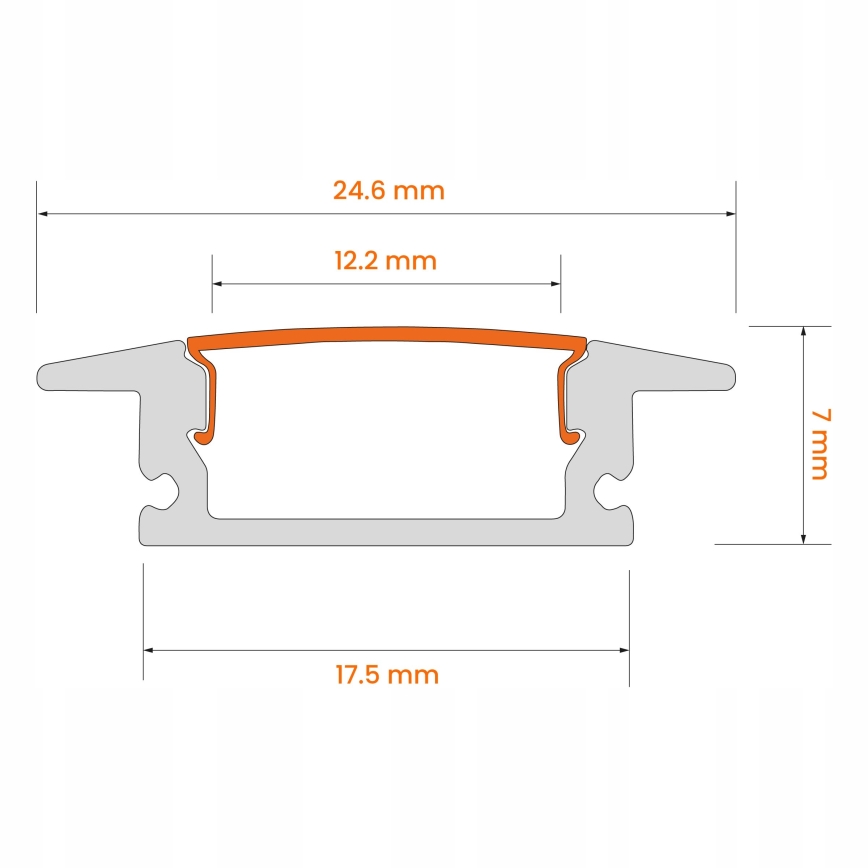 Zapustený profil pre LED pásy, 1 m, čierna/biela