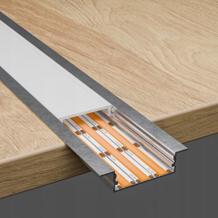 Zapustený profil pre LED pásy 1 m strieborný/biely