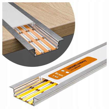 Zapustený profil pre LED pásy 1 m strieborný/biely
