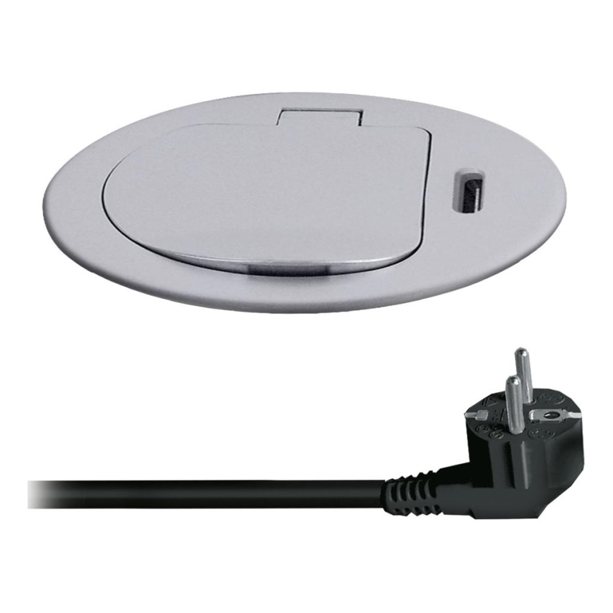 Zásuvkový stĺpik na dosku stola 1x230V + USB-C Power Delivery strieborná/čierna