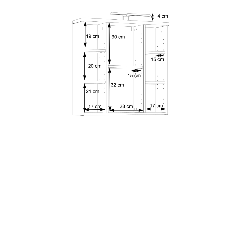 Závesná kúpeľňová skrinka so zrkadlom VENOM antracit/hnedá