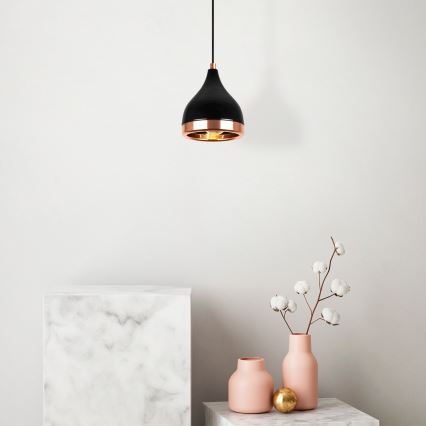 Závesná lampa YILDO 1xE27/40W/230V čierna/medi