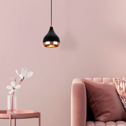 Závesná lampa YILDO 1xE27/40W/230V čierna/medi