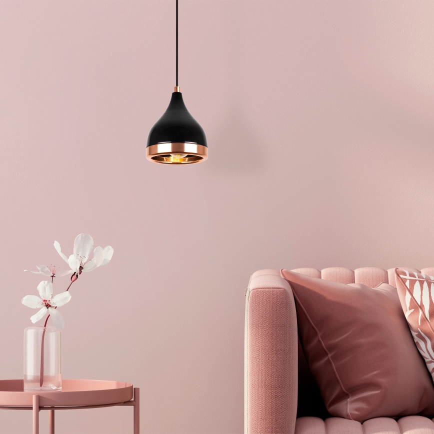 Závesná lampa YILDO 1xE27/40W/230V čierna/medi