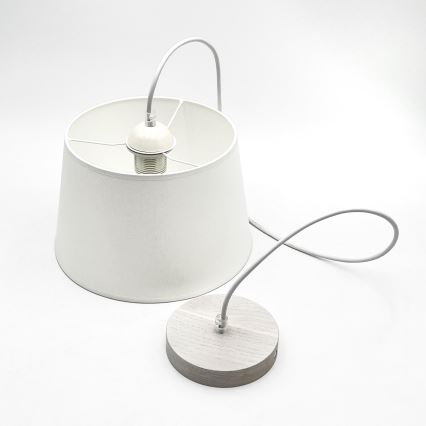 Závesné svietidlo AIDA na lanku 1xE27/60W/230V, priemer 25 cm, dub/biela