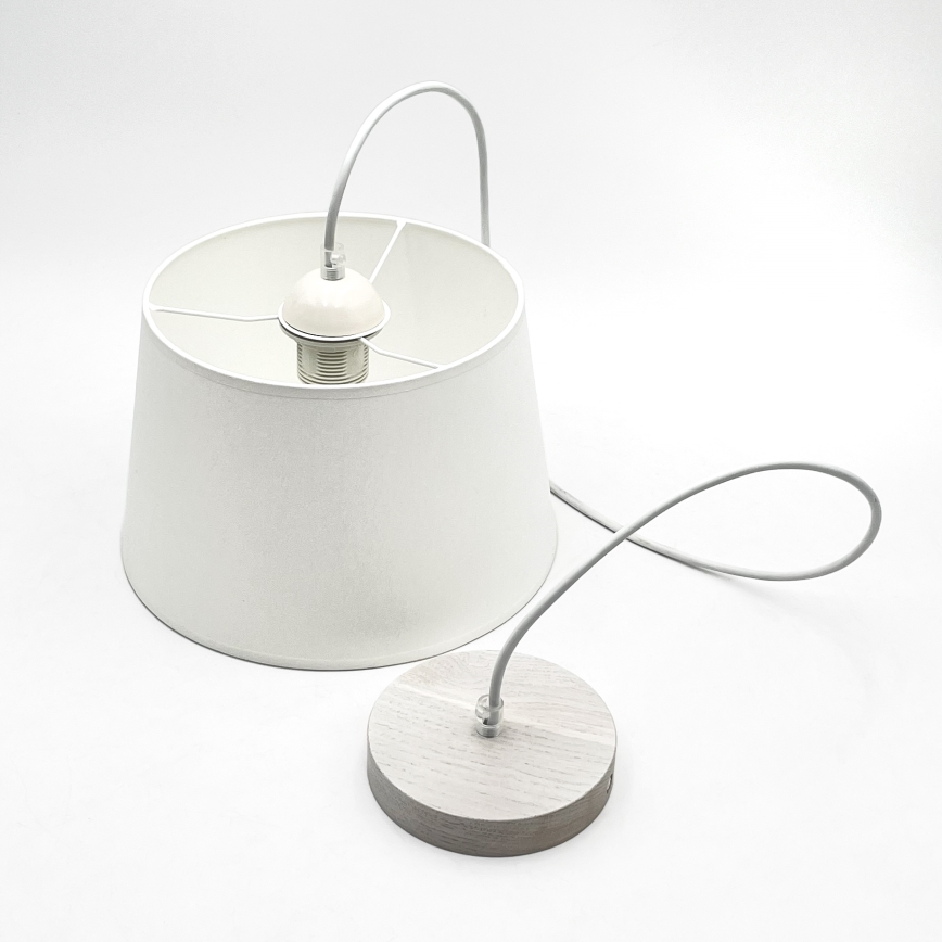 Závesné svietidlo AIDA na lanku 1xE27/60W/230V, priemer 25 cm, dub/biela