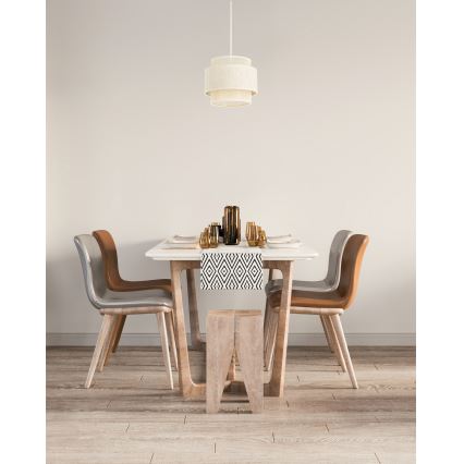 Závesné svietidlo BOHO na lanku 1xE27/60W/230V, priemer 20 cm, krémová/juta