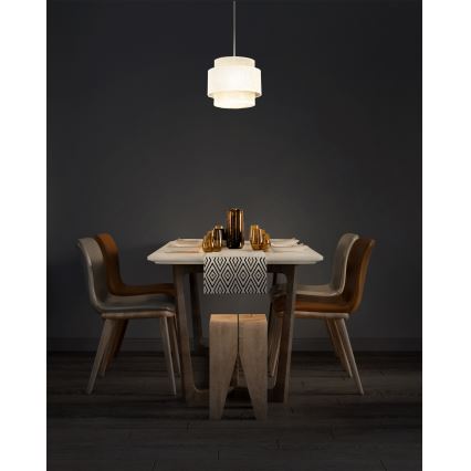 Závesné svietidlo BOHO na lanku 1xE27/60W/230V, priemer 20 cm, krémová/juta