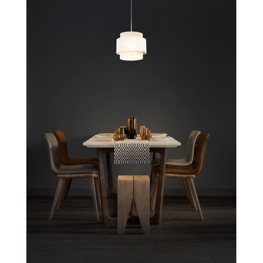 Závesné svietidlo BOHO na lanku 1xE27/60W/230V, priemer 20 cm, krémová/juta