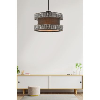 Závesné svietidlo HALO na lanku 1xE27/60W/230V hnedá/šedá