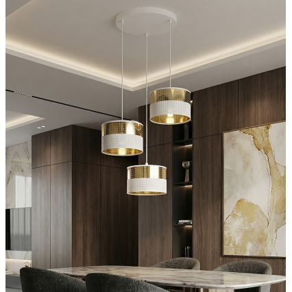 Závesné svietidlo LUX na lane 3xE27/15W/230V, biela/zlatá