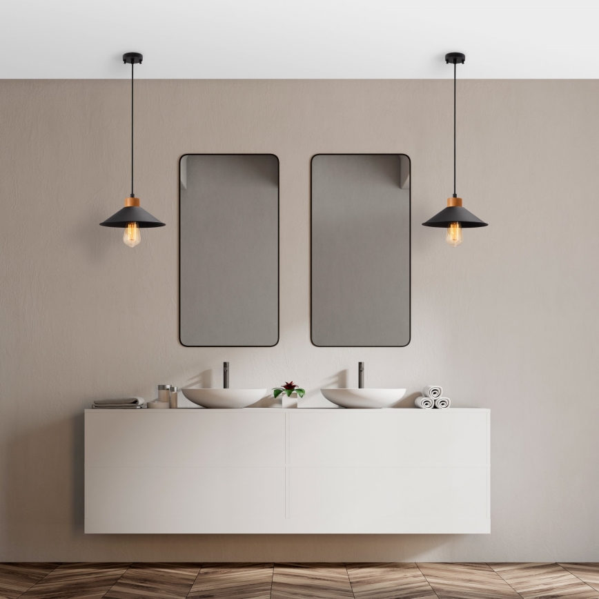 Závesné svietidlo MANAVGAT 1xE27/40W/230V, čierne/hnedé