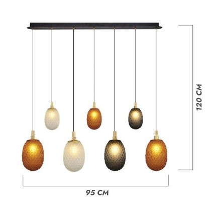Závesné svietidlo na lane CACTUS 7xG9/5W/230V medené/šedé/biele
