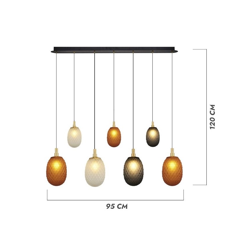 Závesné svietidlo na lane CACTUS 7xG9/5W/230V medené/šedé/biele