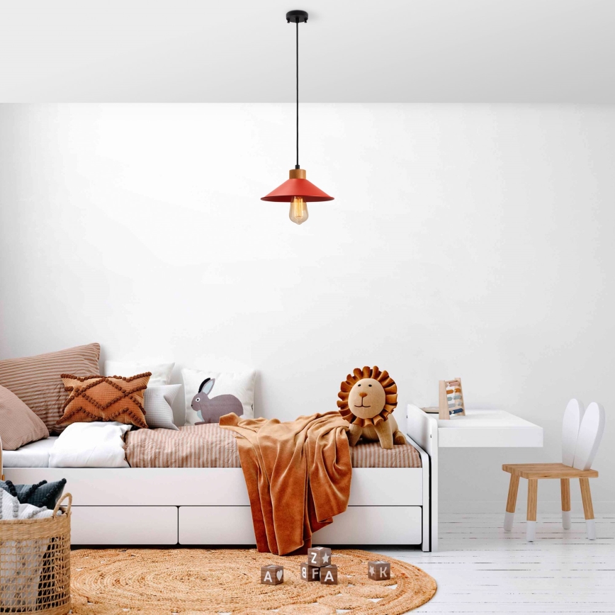 Závesné svietidlo na lane MANAVGAT 1xE27/40W/230V červená/hnedá