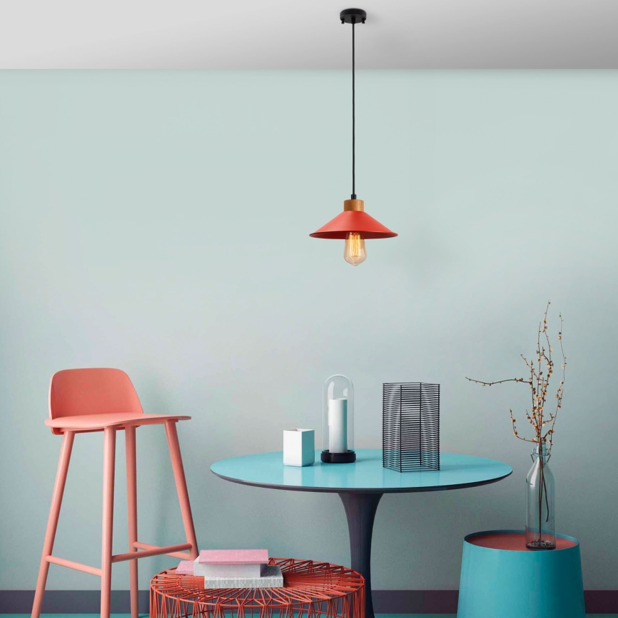 Závesné svietidlo na lane MANAVGAT 1xE27/40W/230V červená/hnedá