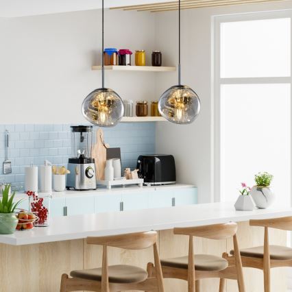 Závesné svietidlo na lanku CRUMPLED 1xE27/24W/230V pr. 18 cm dymové