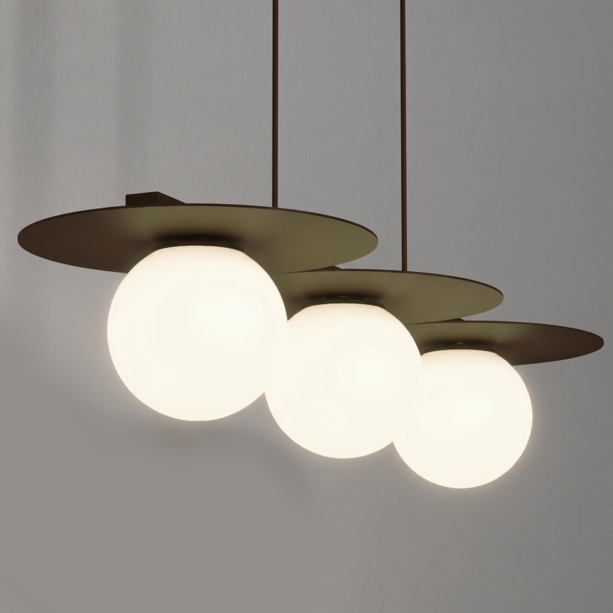 Závesné svietidlo na lanku FLAT 3xE27/15W/230V hnedé