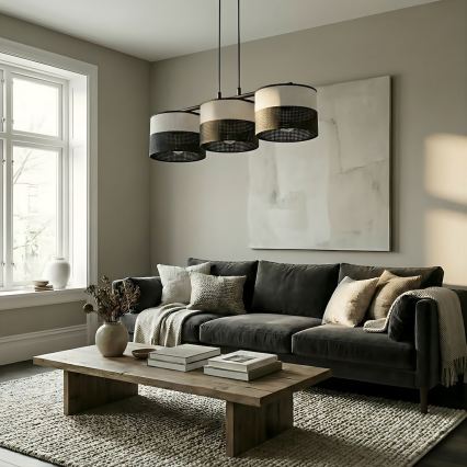 Závesné svietidlo na lanku KARBON 3xE27/15W/230V čierna/šedá