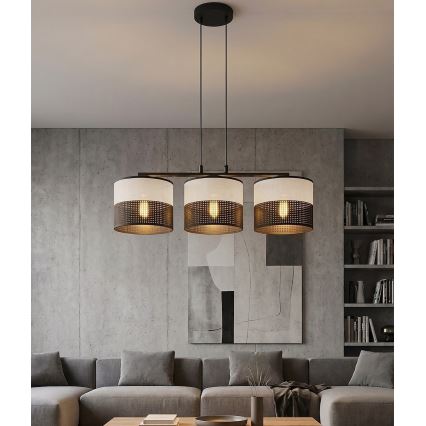 Závesné svietidlo na lanku KARBON 3xE27/15W/230V čierna/šedá