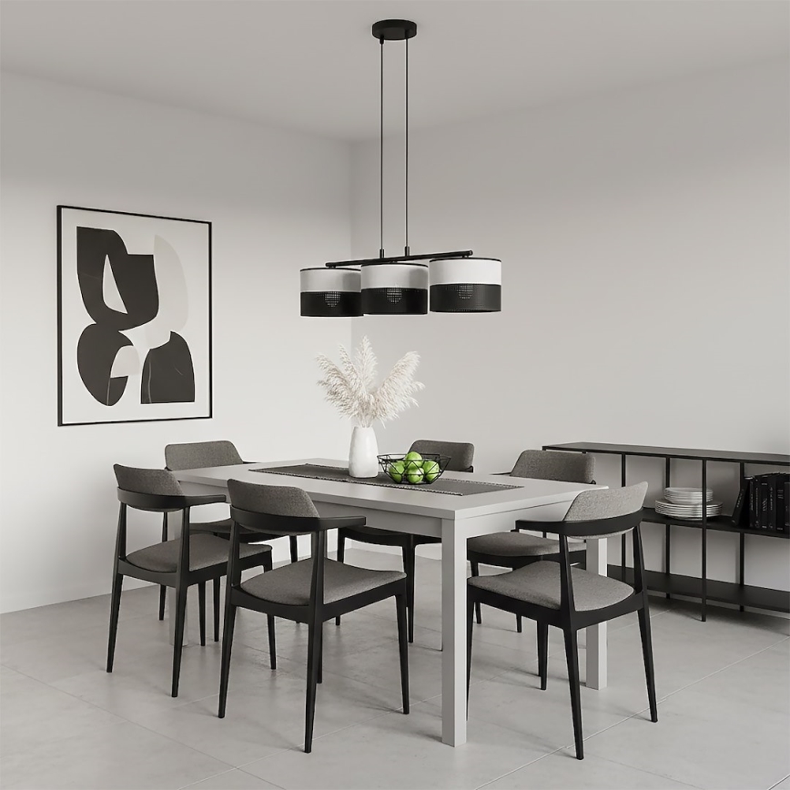 Závesné svietidlo na lanku KARBON 3xE27/15W/230V čierna/šedá