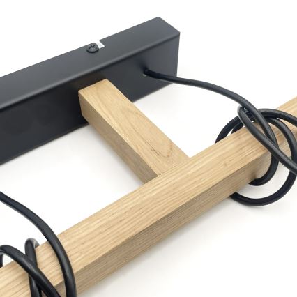 Závesné svietidlo na lanku LEANDRA 3xE27/15W/230V dub/čierna