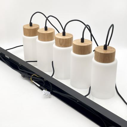 Závesné svietidlo na lanku MARKUS 1xE27/15W/230V čierna/dub