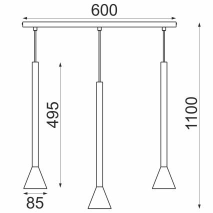 Závesné svietidlo na lanku MAZZO 3xGU10/8W/230V čierne