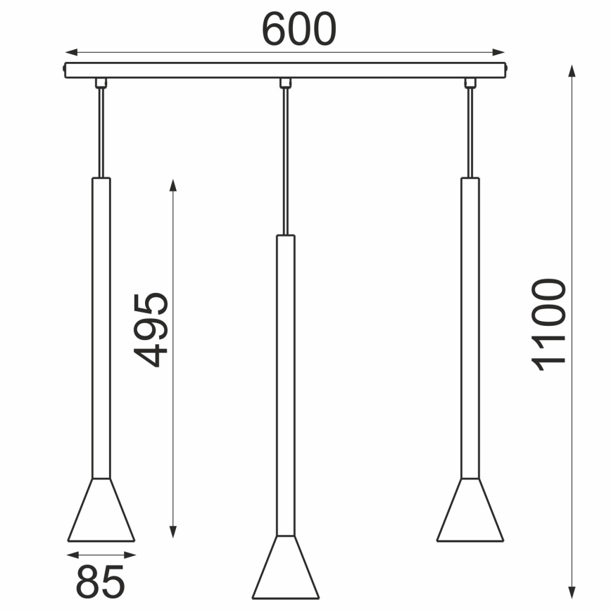 Závesné svietidlo na lanku MAZZO 3xGU10/8W/230V čierne