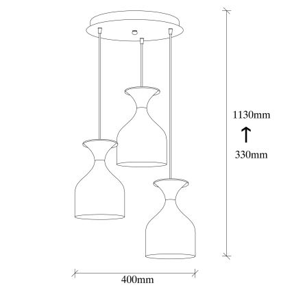 Závesné svietidlo na lanku SIVANI 3xE27/40W/230V biela/medená