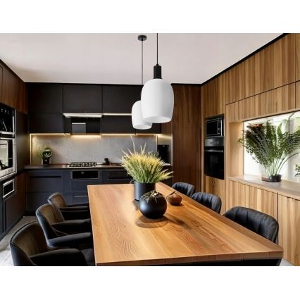 Závesné svietidlo na lanku WOLKEN 1xE27/40W/230V biela/čierna