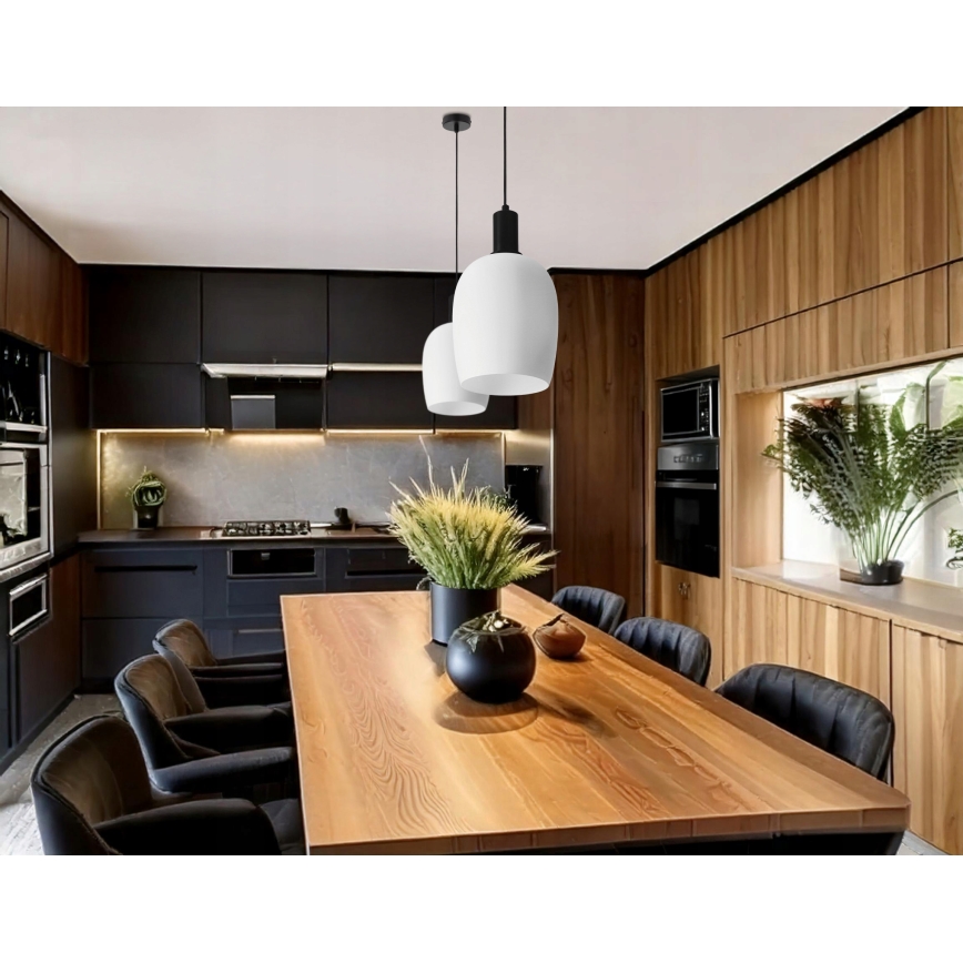 Závesné svietidlo na lanku WOLKEN 1xE27/40W/230V biela/čierna