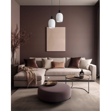 Závesné svietidlo na lanku WOLKEN 1xE27/40W/230V biela/čierna