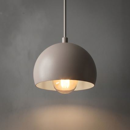 Závesné svietidlo SOOL na lanku 1xE27/15W/230V, priemer 15 cm, krémové