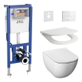 Závesné WC MIO Rimless + WC sedátko SoftClose MIO + splachovacie tlačidlo DUAL + podomietkový modul + izolačná podložka