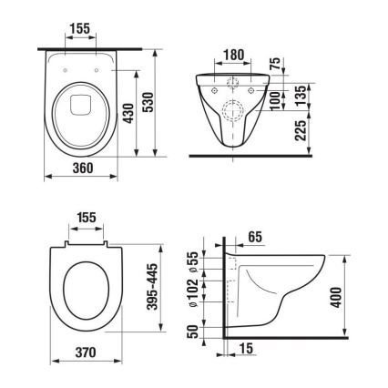Závesné WC LYRA + WC sedadlo SoftClose LYRA + splachovacie tlačidlo DUAL + podomietkový modul + izolačná podložka