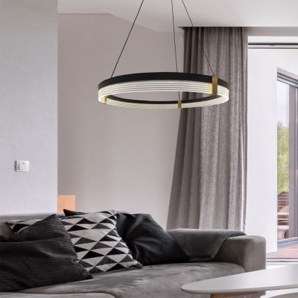 Závesný LED luster na lanku TRIANGLE LED/40W/230V 3000/4000/6000K pr. 60 cm čierna