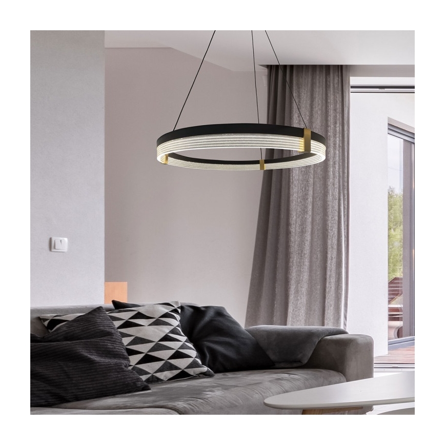 Závesný LED luster na lanku TRIANGLE LED/40W/230V 3000/4000/6000K pr. 60 cm čierna