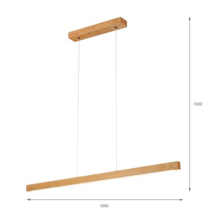 Závesný LED luster na lanku VERDE LED/18W/230V 3000K 106 cm dub