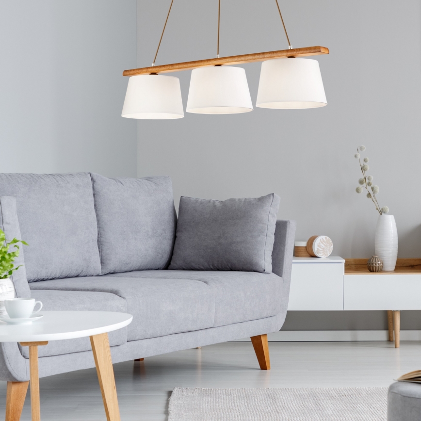 Závesný luster AIDA na lankách, 3xE27/60W/230V, dub