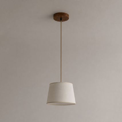 Závesný luster AIDA na lanku 1xE27/15W/230V pr. 25 cm dub/krémová