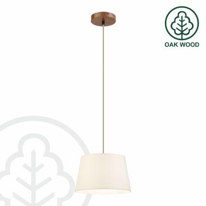 Závesný luster AIDA na lanku 1xE27/15W/230V pr. 25 cm dub/krémová