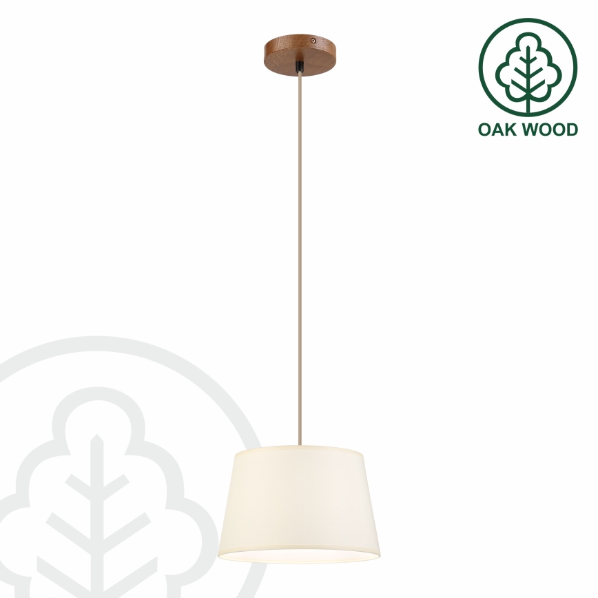 Závesný luster AIDA na lanku 1xE27/15W/230V pr. 25 cm dub/krémová
